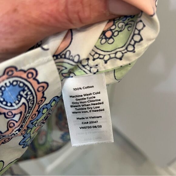 Talbots Classic 100% Cotton Shirt- Festive Floral Paisley- NWOT! Size small - Picture 5 of 7